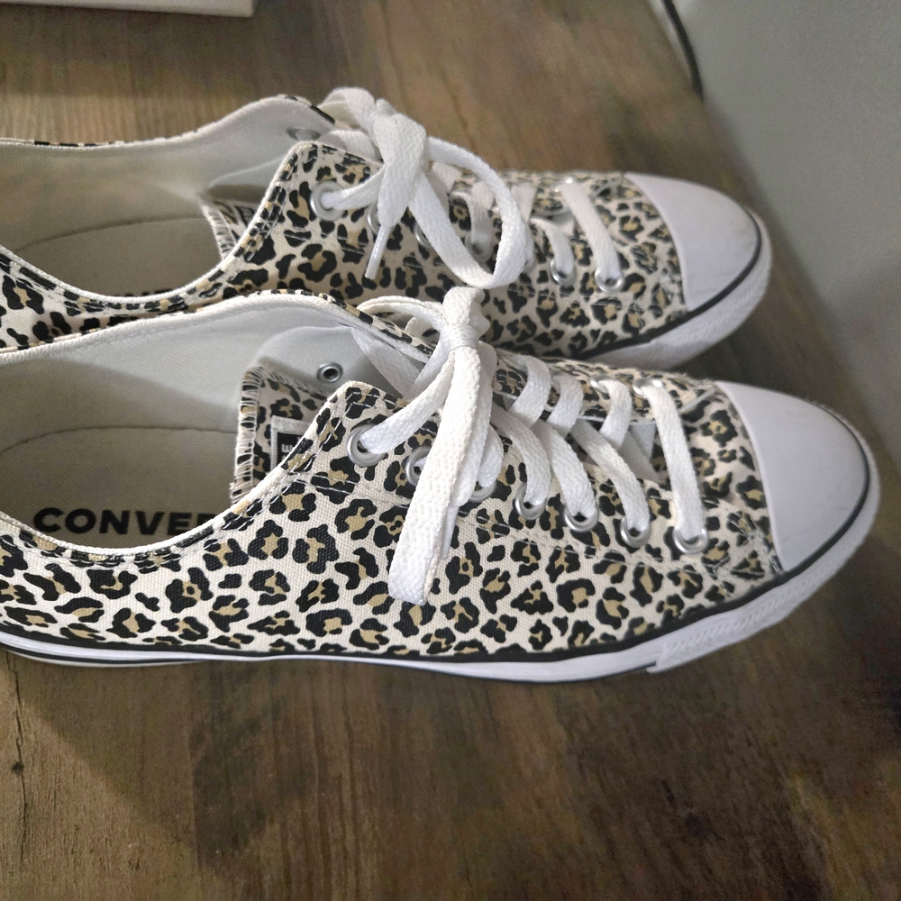Converse Women's White and Black Leopard Sneakers
